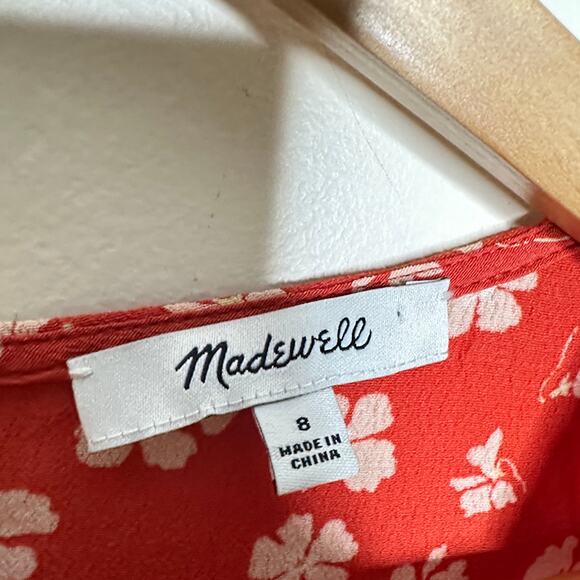 MADEWELL Button-Front Tie-Sleeve Retro Dress in Happy Hibiscus Sz 8 {K28} - Picture 5 of 7
